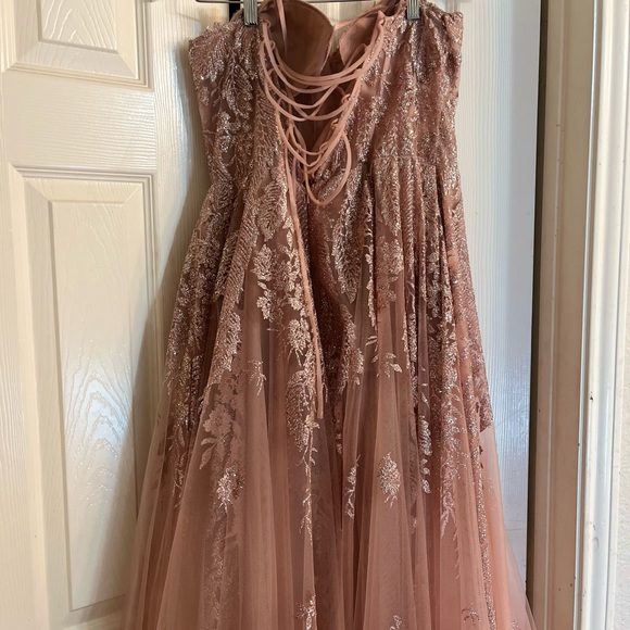 Prom Dress. LaDivine by Cinderella J852 (STRAPLESS LAYERED TULLE BALL GOWN) - Picture 7 of 7